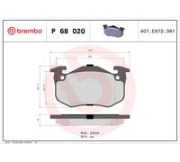 BREMBO P 68 020 Brake Pad Set, disc brake for PEUGEOT,RENAULT