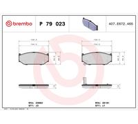 Fits BREMBO P 79 023 Brake Pad Set, Disc Brake