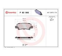 Brake pads P 83 065 BREMBO for TOYOTA COROLLA COROLLA Estate COROLLA Saloon
