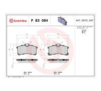 BREMBO P 83 084 Brake Pads Set Rear for Toyota Avensis Corolla