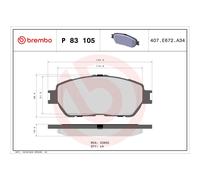Brembo Brake Pad Set P83105 10182478A, Front, 4x Pads, Wear Indicator, Not Fitted