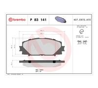 BREMBO P 83 141 Brake Pads Set Front for Yaris / Vios Corolla Charade iQ Prius C