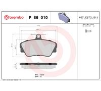BREMBO P 86 010 Brake pad set