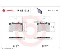 BREMBO P A6 012 Brake pad set