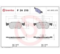 BREMBO P24210 Brake Pad Set For Disc Front With Piston Clip Fits Ford Fiesta