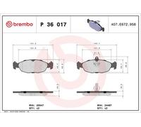 Brake pads P 36 017 BREMBO for JAGUAR DAIMLER