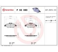 Brake pads P 50 080 BREMBO for MERCEDES-BENZ VW
