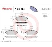 Brembo Brake Pad Set P 50 124 - Front, 4x Pads, Wear Indicator, Lucas System