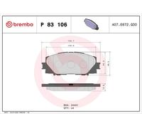 Brake pads P 83 106 BREMBO for LEXUS TOYOTA