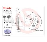 BREMBO Pair UV Coated Brake Discs 09.5180.31