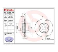 BREMBO Prime Brake Disc Set - 09.D065.11 - Pack of 2 - UV Coated - vented - Grey Cast Iron - Position: Front - ECE-R90 Certified