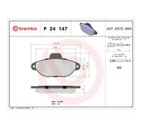 Brembo P24147 Brake Pad Set Front With Anti-Squeak Plate Fits Fiat 500 Ford Ka