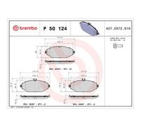 Brembo Brake Pad Set P 50 124 - Front, 4x Pads, Wear Indicator, Lucas System