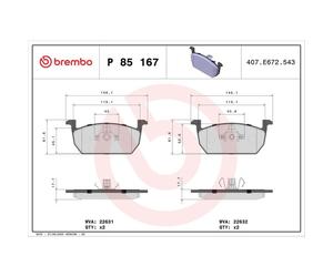 Brembo Prime Brake Pad Set P85167 Front Axle - High Quality - Free Shipping