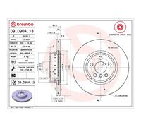 BREMBO Brake disc 09.D904.13 330 24 5 internally vented, two-part brake disc Coated High-carbon BMW: 5 Saloon, X3, 5 Touring, TOYOTA: Supra V