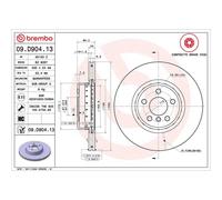 BREMBO 09.D904.13 Brake Disc Front Fits BMW 3 Series 5 Series X3 X4 Z4 Toyota