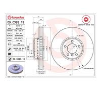 BREMBO Brake disc two-part brake disc 09.C393.13 Brake rotor,Brake discs BMW,5 Limousine (E60),5 Touring (E61),6 Coupe (E63),6 Cabrio (E64)