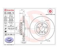 Brembo Prime Line Composite Vented Two-Piece Brake Disc 09.C396.13 Fits BMW