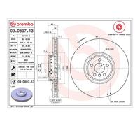 Brembo Prime Line Composite Vented Two-Piece Brake Disc 09.D897.13 Fits BMW