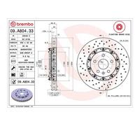 Brembo Front Brake Discs 2 Piece Vented Grooved 355mm Pair - 09.A804.33