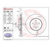 1X Brake disc BREMBO 09.C981.23 for RANGE ROVER EVOQUE Convertible 2 2015-