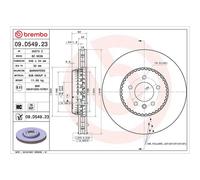 Brembo Brake Disc 09.D549.23 Prime Line, Front, 349mm Lightweight Vented Two-Piece