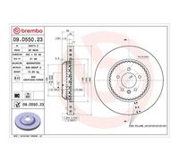 Brembo 09.D550.23 Brake Disc Front 363mm ⌀ Fits Land Rover Defender Discovery