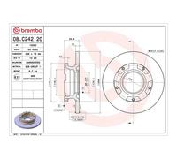 Brembo Prime Line Solid Brake Disc 08.C242.20 Fits Ford - High Quality