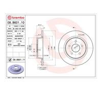 Brembo Prime Line UV Coated Solid Brake Disc Pair - 08.B601.11 Fits Ford