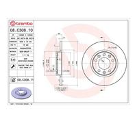 Brembo Prime Line UV Coated Solid Brake Disc Pair - 08.C308.11 - High Quality
