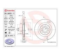 Brembo Prime Line UV Coated Vented Brake Disc - 09.8403.11 For Seat - OE Quality