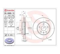 Brembo Prime Line UV Coated Vented Brake Disc 09.A969.11 - High Quality