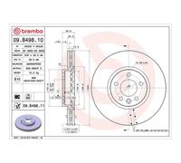 Brembo Prime Line UV Coated Vented Brake Disc 09.B498.11 Fits Vw - High Quality