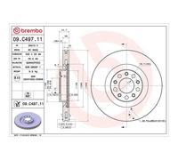 Brembo Brake Disc 09.C497.11 - Internally Vented UV Coated - Fits Alfa Romeo Giulia/Stelvio - Single