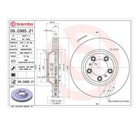 Brembo Prime Line UV Coated Vented Brake Disc - 09.C985.21 Fits Porsche