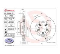 Brembo Prime Line UV Coated Vented Brake Disc - 09.C986.21 Fits Porsche