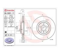 Brembo Brake Disc 09.D251.11 Prime - Internally Vented Front for Volvo S60 S90 V60 V90 XC40 XC60