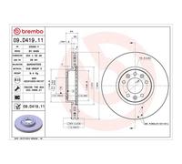 Brembo Brake Disc Prime Line 09.D419.11 UV-Coated Vented Front Axle