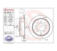 Brembo Brake Disc 09.D618.11 - Vented UV-Coated Rear - Single - Fits Land Cruiser 200, Lexus LX