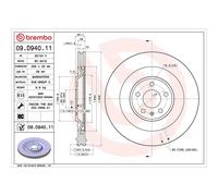 Brembo Prime Line UV Coated Vented Brake Disc - 09.D940.11 Fits Porsche