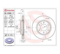 1X Brake disc BREMBO 09.E069.11 for MITSUBISHI PAJERO SPORT III (KS_) 2.4 2015-