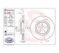 Brembo Brake Disc Prime Line 09.E097.11 UV Coated Vented OE Quality for Ford