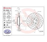 Brembo Brake Disc 09.C338.11 – Front, Vented/Drilled – Fits Honda Civic