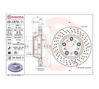 Brembo Prime Line UV Coated Vented Brake Disc - Drilled 09.C878.11 Fits Porsche