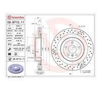 Brembo Prime Line UV Coated Vented Brake Disc - Drilled & Slotted - 09.B710.11