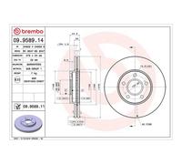 Brembo Prime Line UV Coated Vented Brake Disc Pair - 09.9589.11 Fits Ford