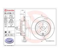 Brembo Prime Line UV Coated Vented Brake Disc Pair - 09.A198.11 Fits Subaru
