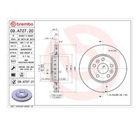 Brembo Prime Line UV Coated Vented Brake Disc Pair - 09.A727.21 - High Quality