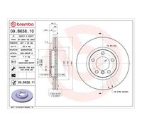 Brembo Prime Line UV Coated Vented Brake Disc Pair - 09.B638.11 Fits Mini