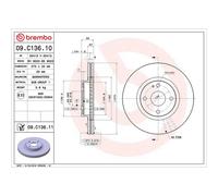 Brembo Prime Line UV Coated Vented Brake Disc Pair - 09.C136.11 Fits Mazda